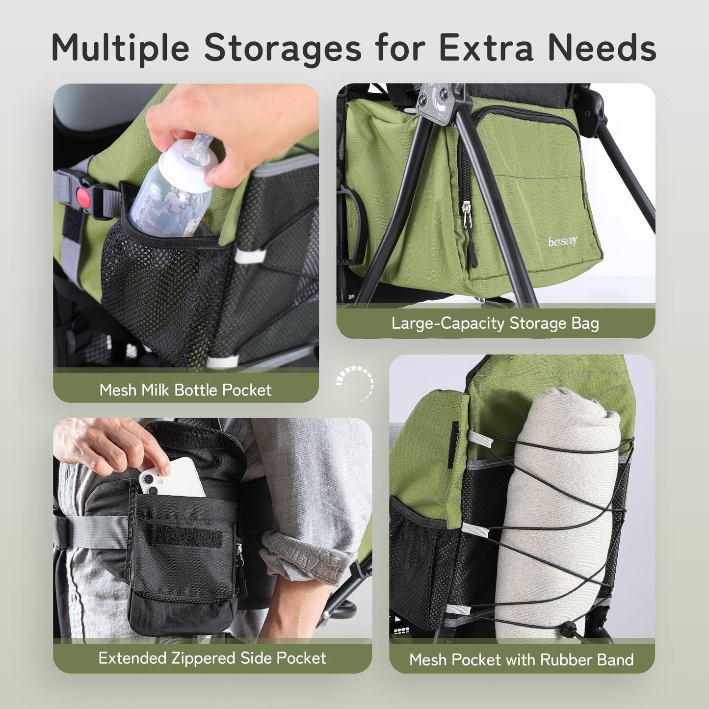 Porta-mochila Besrey Baby com assento de segurança de 3 alturas