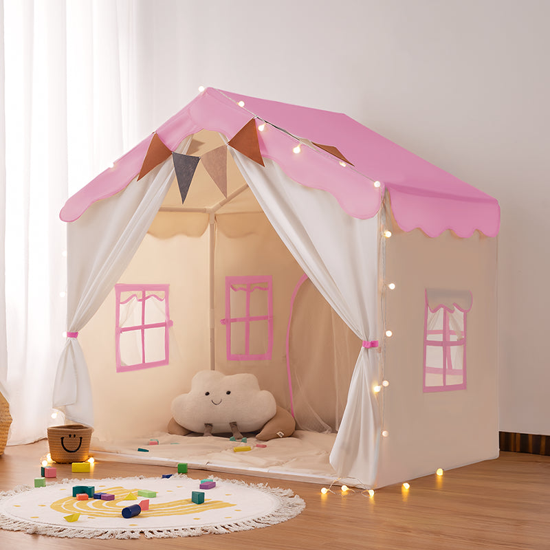 playhouse tent Besrey Kids Tent, Kids Playhouse 2 in 1 with Padded Mat and String Lights Pink