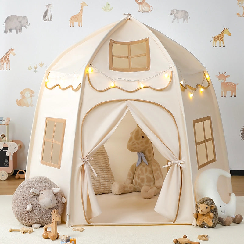 large play tent besrey Large Kids Playhouse, Children's Fort with Star Lights, Off-white