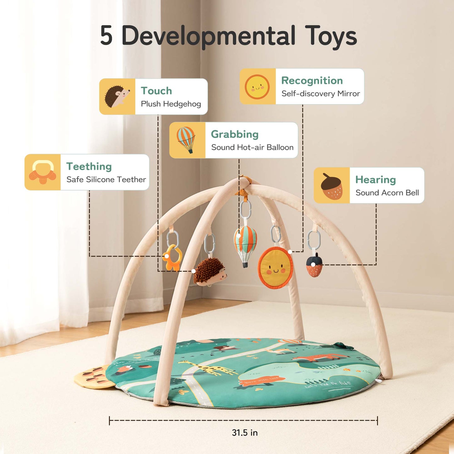 Besrey Baby-Spielmatte für Babys und Kleinkinder von 0-12 Monaten