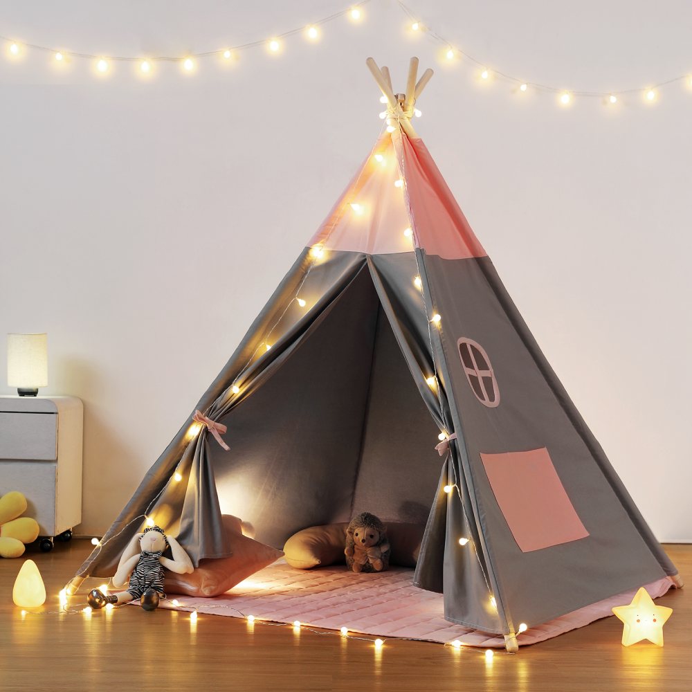 Tenda pieghevole Teepee per bambini, tenda per bambini con LED