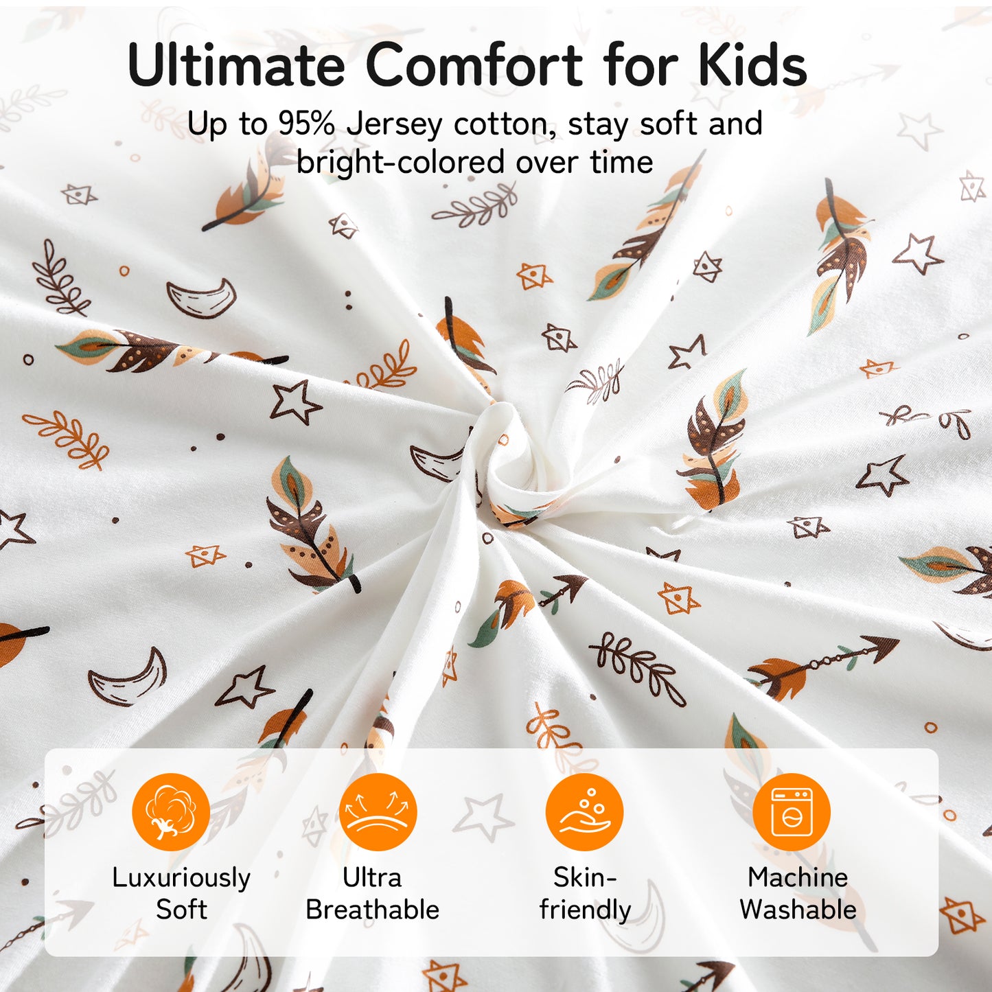 Bedding Sheet for Baby and Infant | Boho Bird Feather Style , 4 Sizes Available
