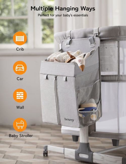 Besrey 5 in 1 Baby Bassinet Bedside Sleeper, Playpen with Bassinet & Baby Cradle, 0-18 Months