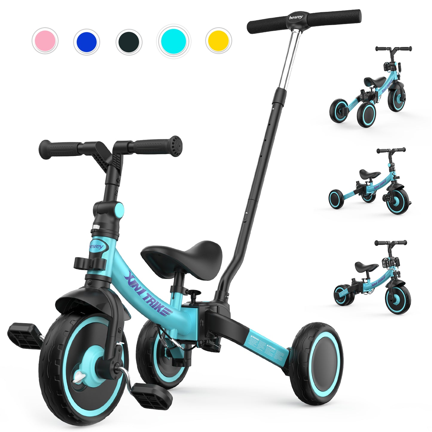 Vélo trike pour tout-petits 7 en 1 Besrey pour bébés et enfants