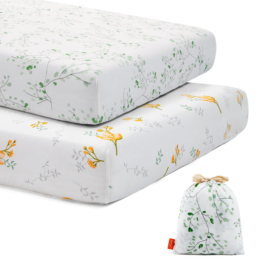 Bedding Sheet for Baby and Infant | Green Plant Themed Design , 4 Sizes Available