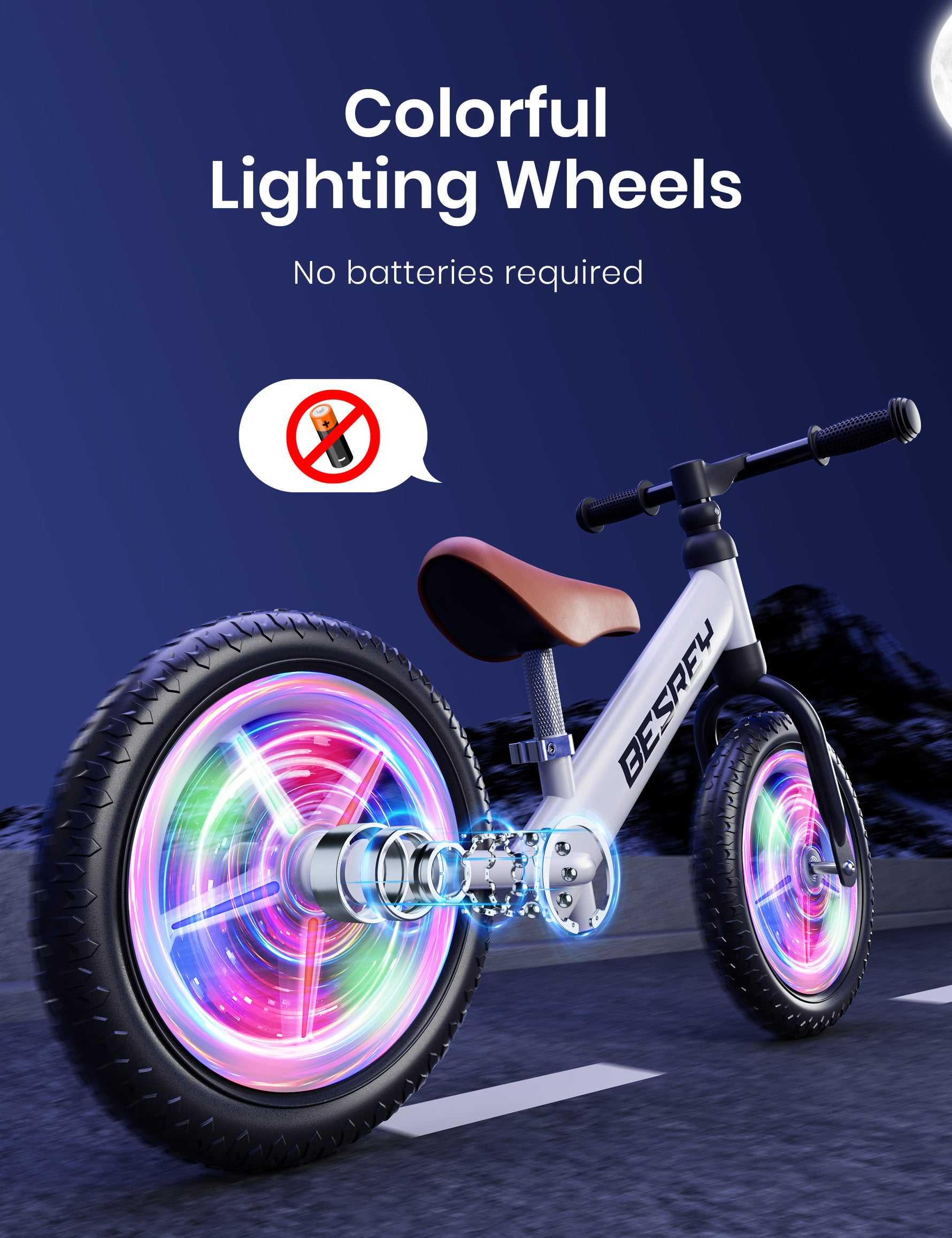 Besrey Light-Up Balance Bike For Toddlers No Pedals, All Fun