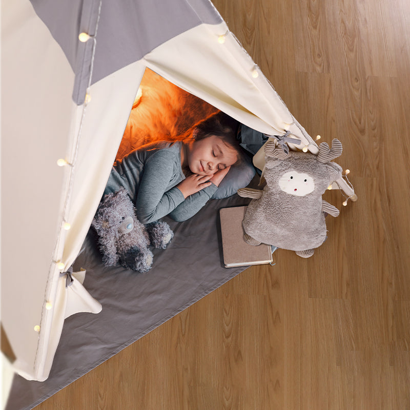 besrey Foldable Childrens Teepee Tent, Toddler Tent with LED Gray+off-white