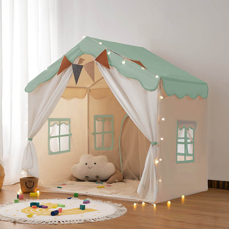 tent house design Besrey Kids Tent, Kids Playhouse 2 in 1 with Padded Mat and String Lights Green