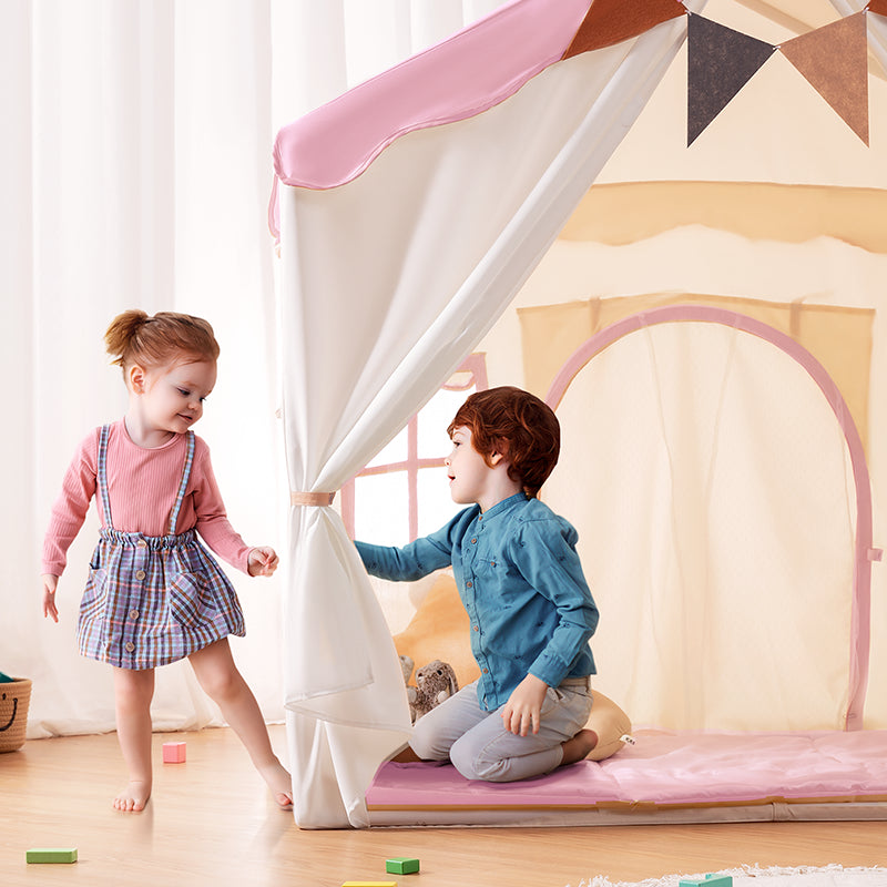 besrey Children's Tent, Children's Play Tent 2-in-1 with Padded Mat and Lights, Large Playhouse with 2 Doors and 4 Windows, Indoor & Outdoor, Christmas Playhouse for Toddlers, 129.5 x 90 x 129.5 besrey Children's Tent, Children's Play Tent 2-in-1 with Padded Mat and Lights, Large Playhouse with 2 Doors and 4 Windows, Indoor & Outdoor, Christmas Playhouse for Toddlers, 129.5 x 90 x 129.5
