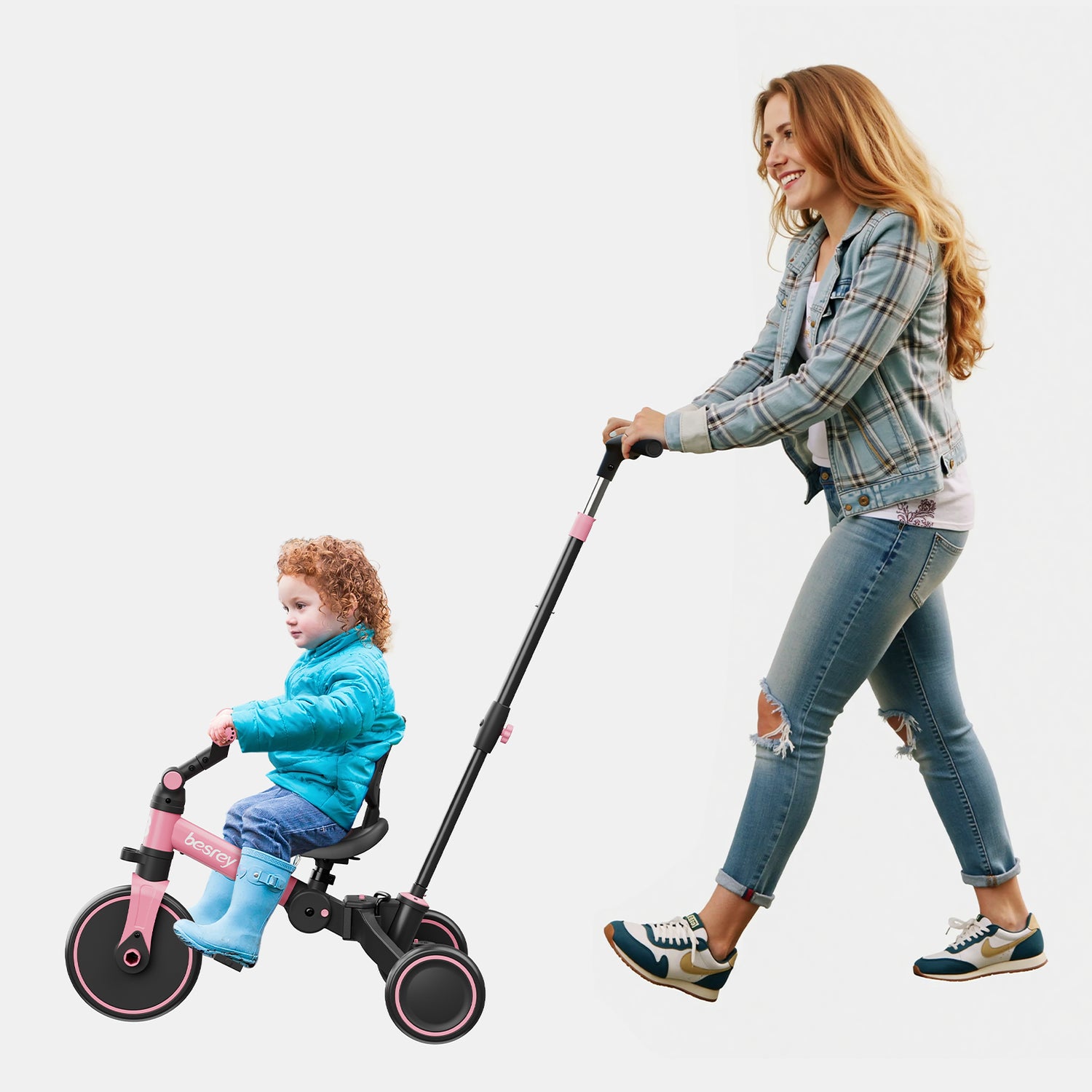 besrey Toddler Tricycle  with Push Handle, Backrest and Safety Belt