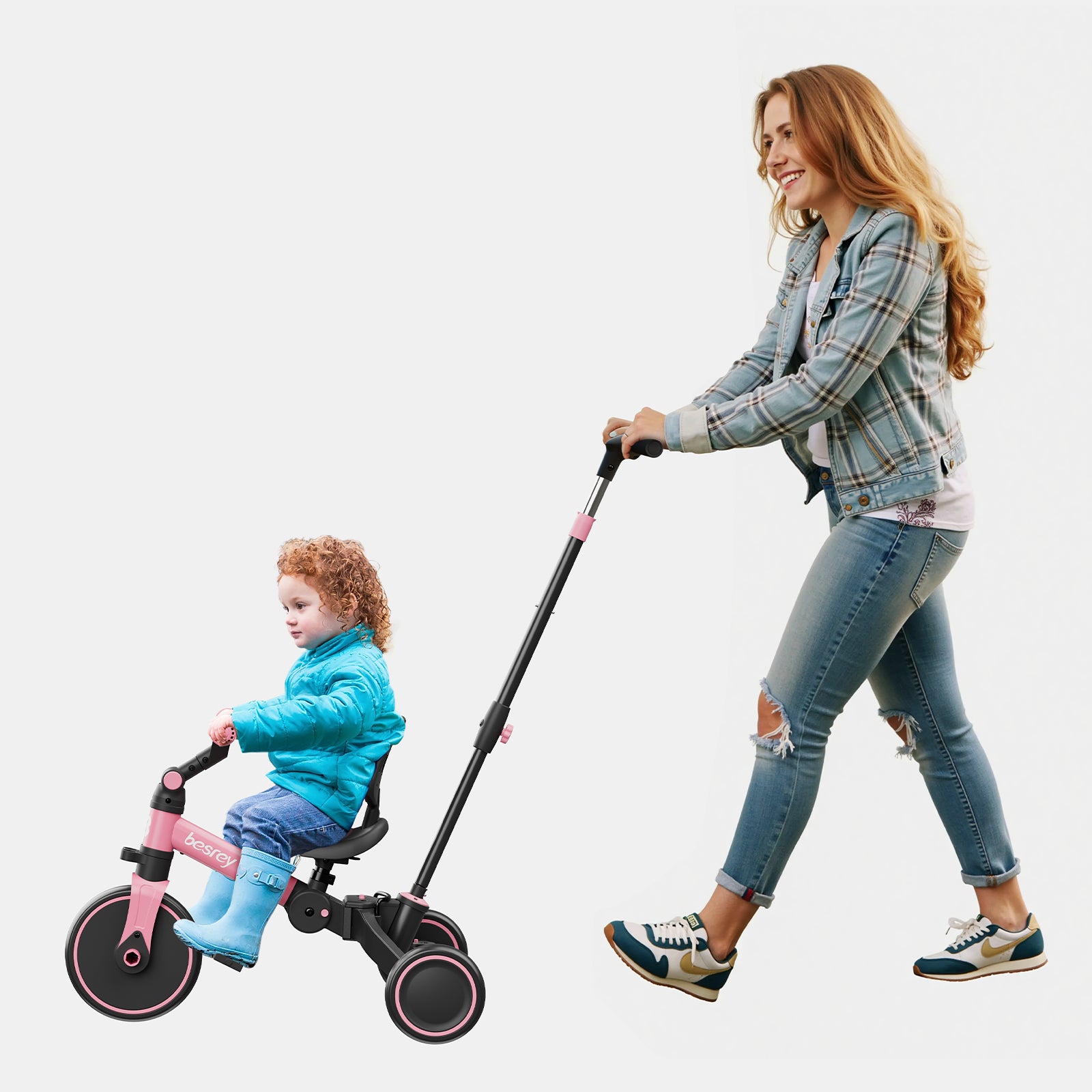 besrey Toddler Tricycle  with Push Handle, Backrest and Safety Belt