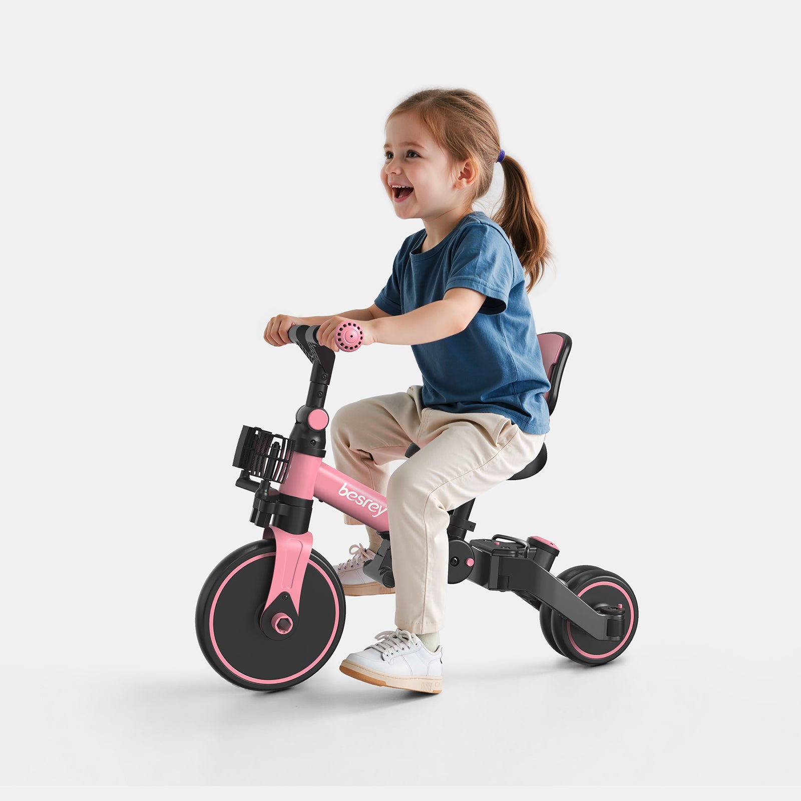 besrey Toddler Tricycle  with Push Handle, Backrest and Safety Belt