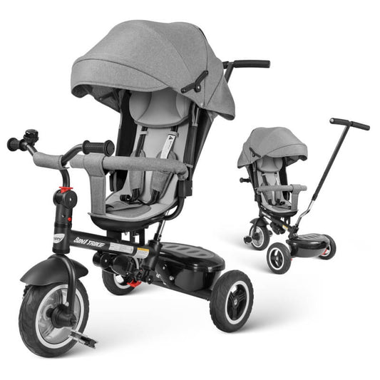 8 in 1 tricycle with parent handle grey