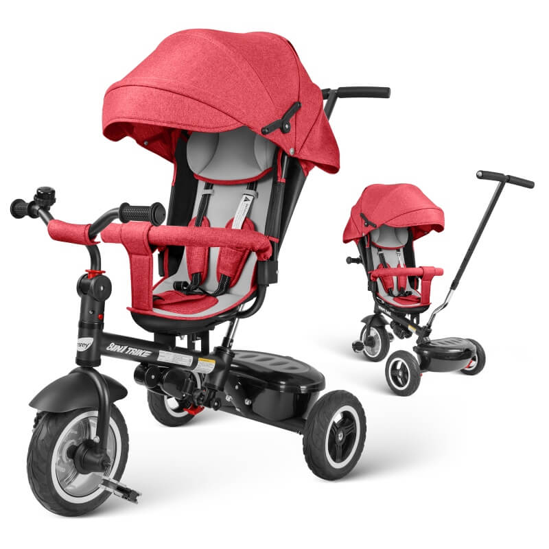 8 in 1 tricycle with parent handle red