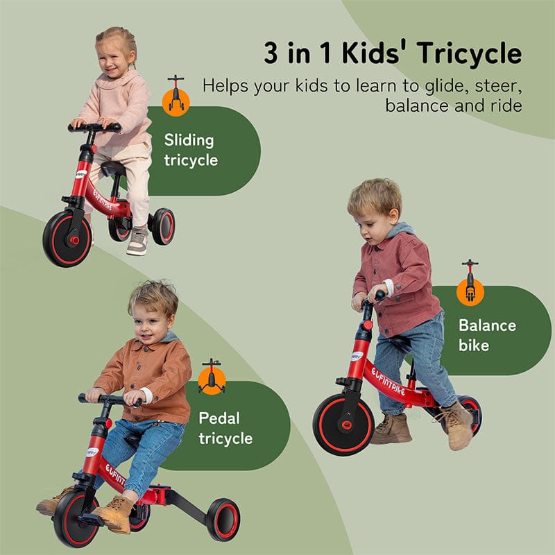 sliding, pedal tricycle and balance bike